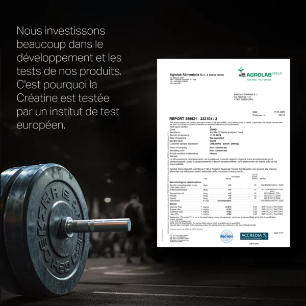 Complément alimentaire à base de créatine en poudre