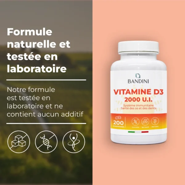 Complément alimentaire à base de vitamine D3 2000 UI