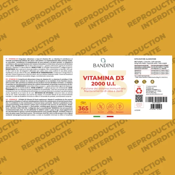 Complément alimentaire à base de vitamine D3 2000 UI