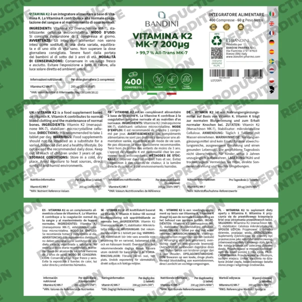 Complément alimentaire à base de vitamine K2 MK7