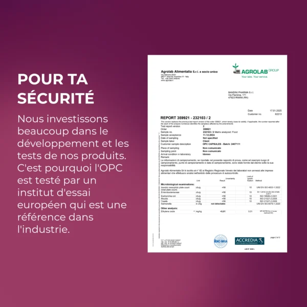 Complément alimentaire à base d’extrait de pépins de raisin OPC