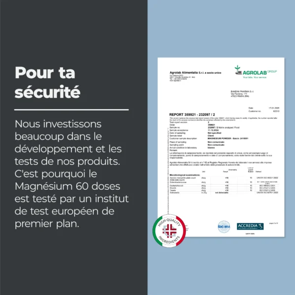 Complément alimentaire à base de magnésium en poudre