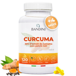 Extrait de Curcuma avec Pipérine 120 capsules BANDINI main