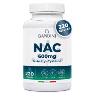 NAC N Acetyl Cysteine 600mg 220 Gélules BANDINI main